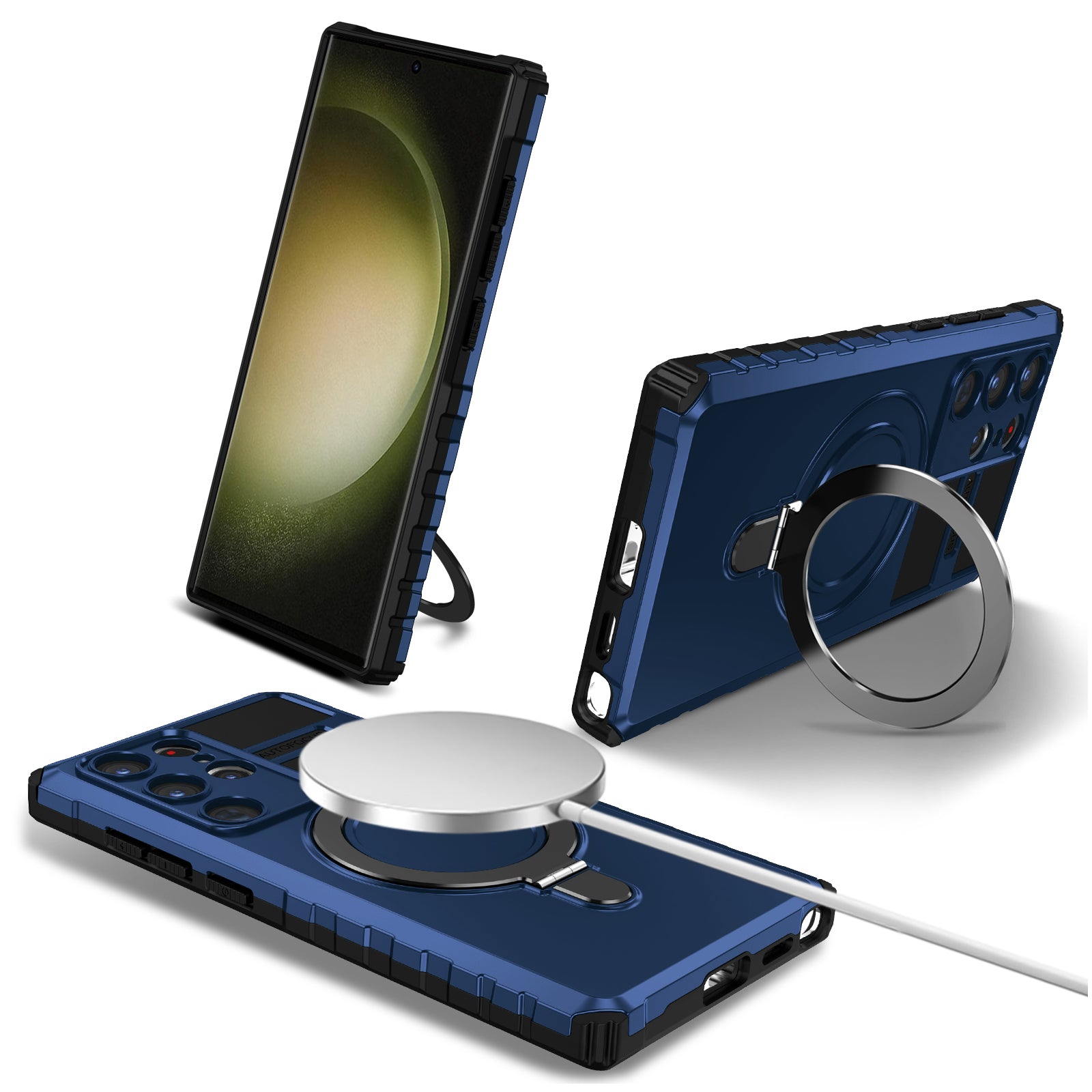 For Samsung Galaxy S24 Ultra Magnetic Kickstand Cover PC+TPU Phone Case Compatible with MagSafe For Samsung Galaxy S24 Ultra Magnetic Kickstand Cover PC+TPU Phone Case Compatible with MagSafe